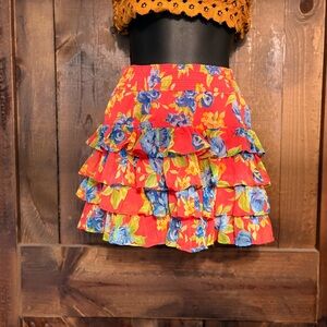 Abercrombie & Fitch Red and Blue Floral Mini Skirt